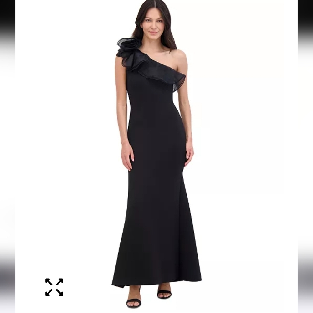 $208 Eliza J Women One-Shoulder Rosette-Detail Evening Gown Sz 10 NWT Old Money - Picture 1 of 14